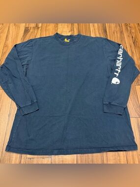 Carhartt Shirt Mens 2XLT Long Sleeve Loose Fit Logo Sleeve Tee Workwear K231